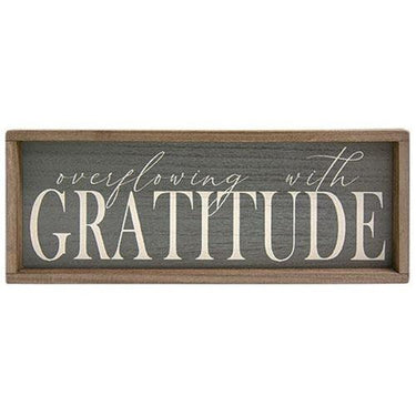 Overflowing With Gratitude Weathered Framed Sign - The Fox Decor